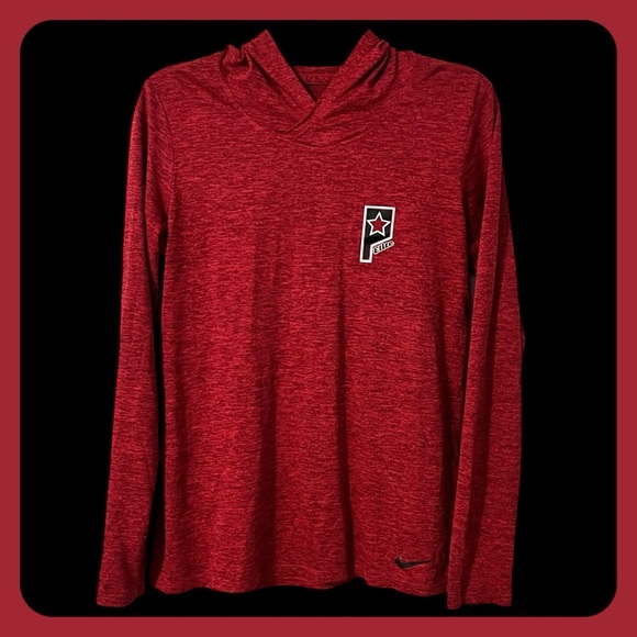 Nike Burgundy Dri-Fit Hoodie Medium Heathered Shirt Lightweight Athleisure Top - Picture 1 of 7